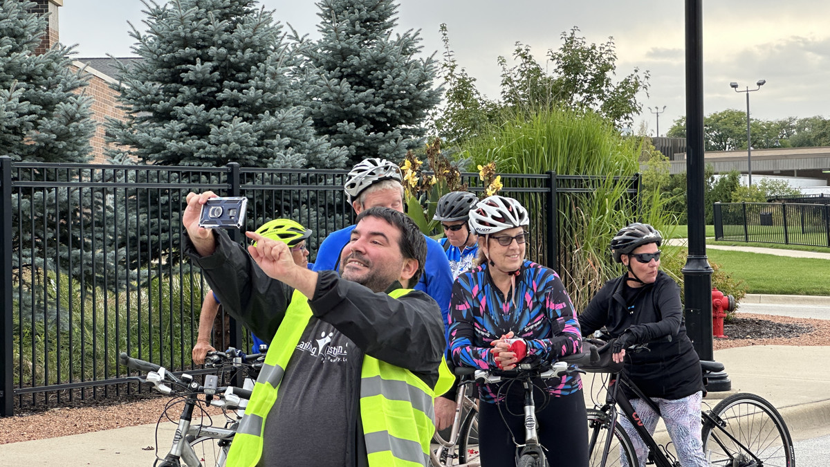 Chamber Board member Matt Kamien grabbed a selfie before the start of the ride. (Photo: Melanie Jongsma)